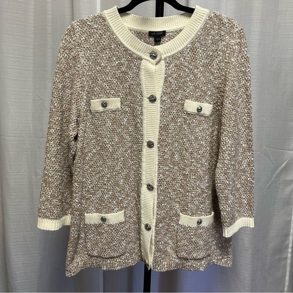 J.Jill Wearever Contrast-Trimmed Sweater-Jacket NWT | size medium - Picture 2 of 11
